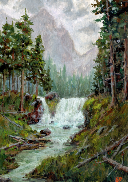 By the Roaring Falls - Art Print