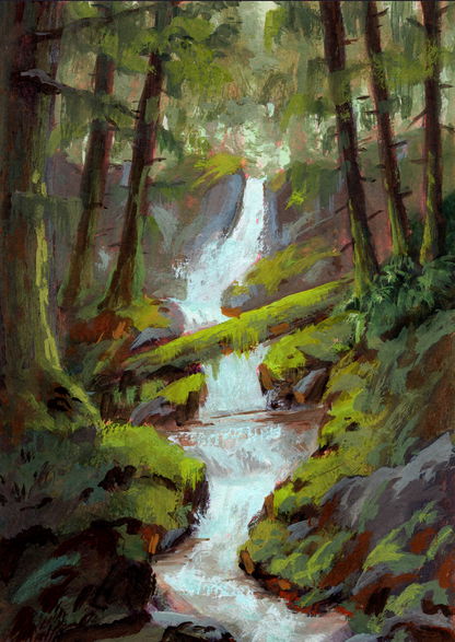 Forest Waterfall - Art Print